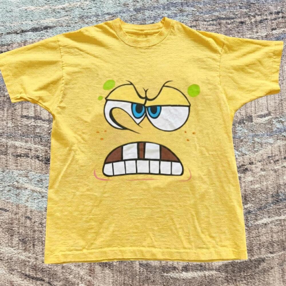 SpongeBob Angry Face Zoom Graphic Vintage Retro Yellow T-Shirt
